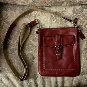 Coach red leather crossbody